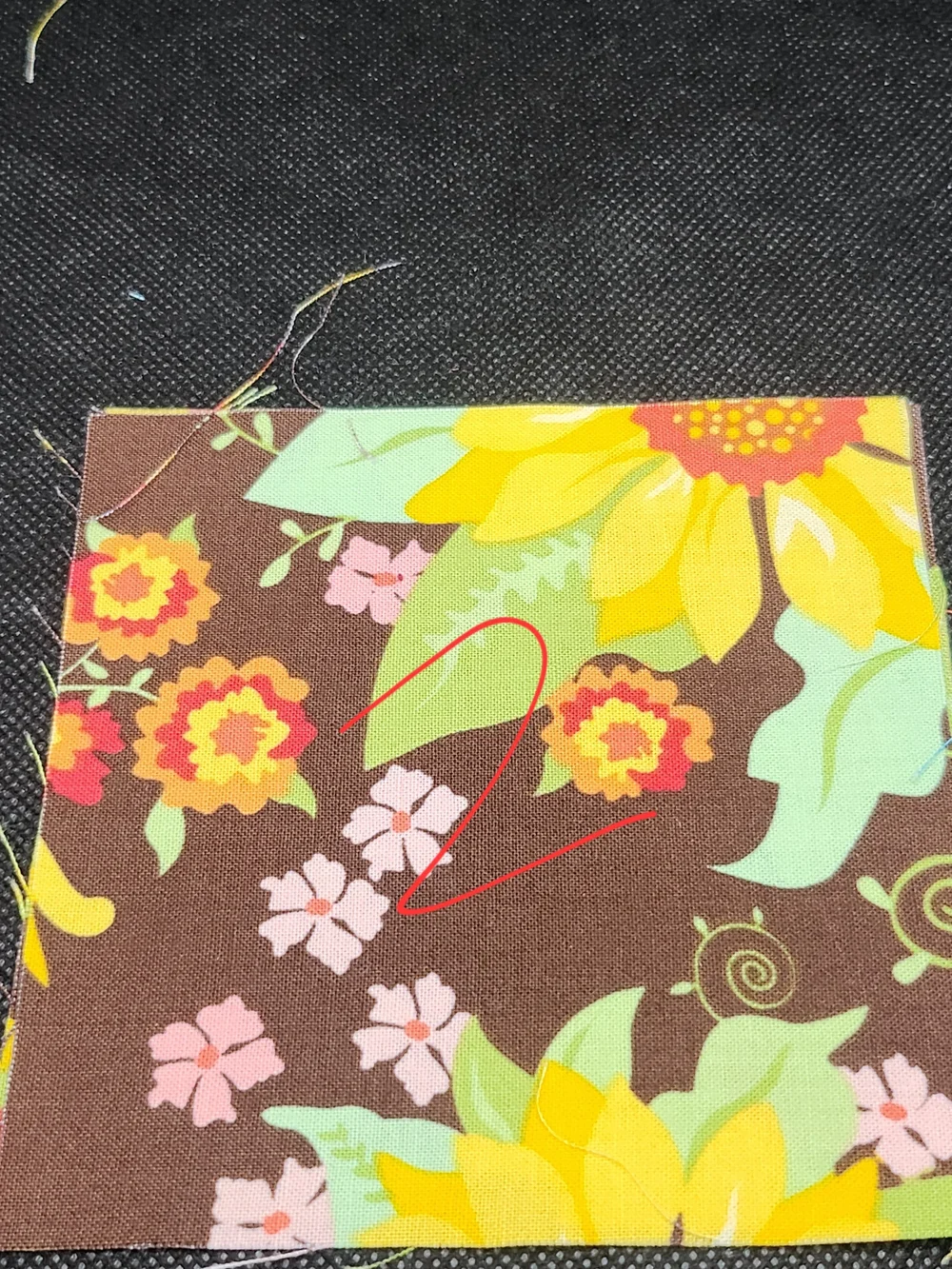 2 4.50 Inch Precut Floral Sunflower Cotton Fabric Square in Yellow and Brown